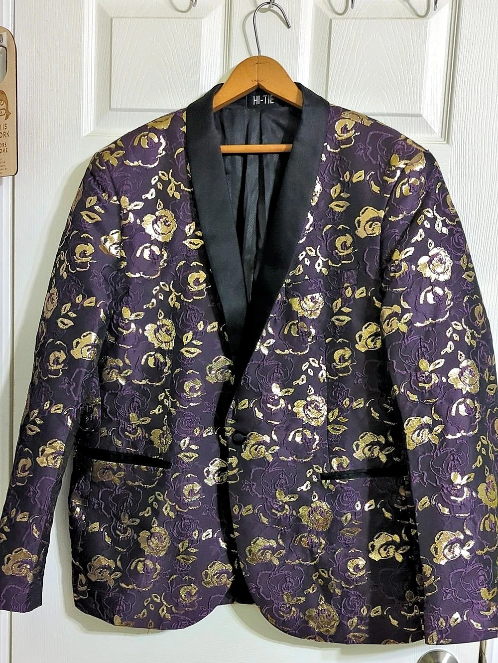HI-TIE Floral Jacquard Sport Coat in Purple & Gold